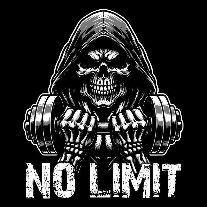 Crâne de musculation No Limit Workout avec haltère
