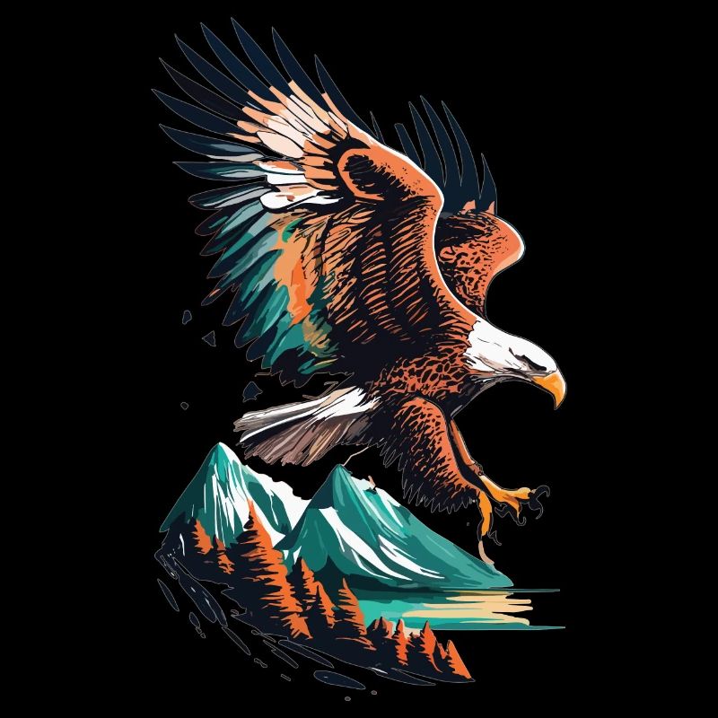 Eagle and mountain landscape in harmony