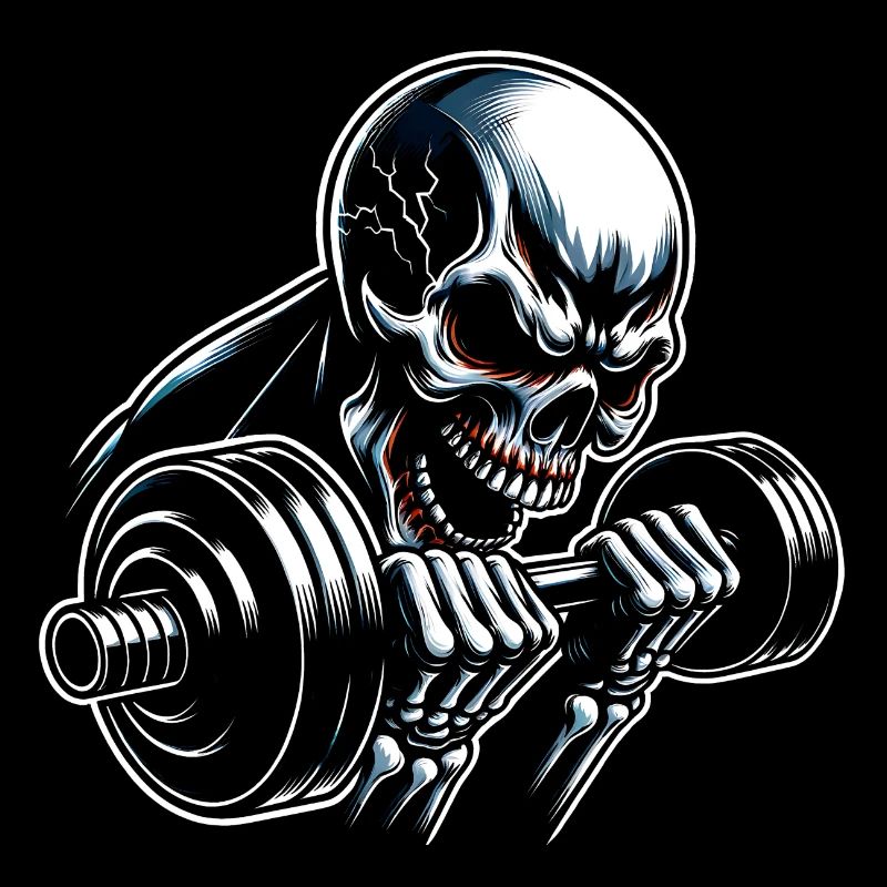 Crâne de musculation No Limit Workout avec haltère