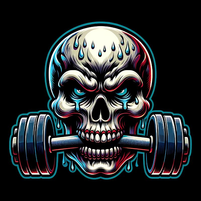 Crâne de musculation No Limit Workout avec haltère