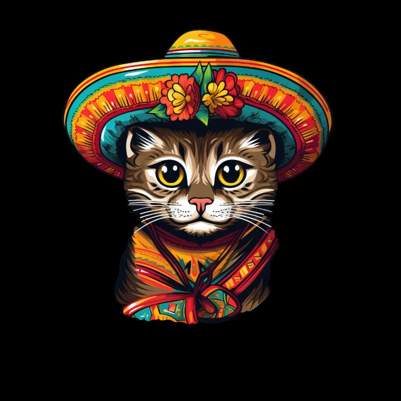 Cat with traditional clothes mexican peru