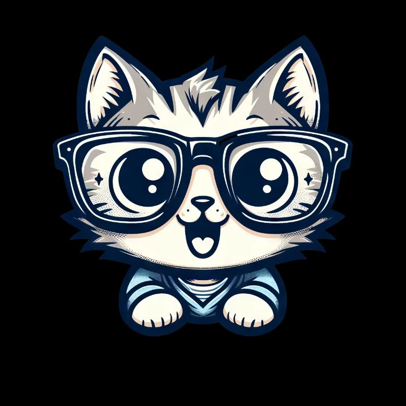 Niedliche Comic-Katze mit Nerd-Brille