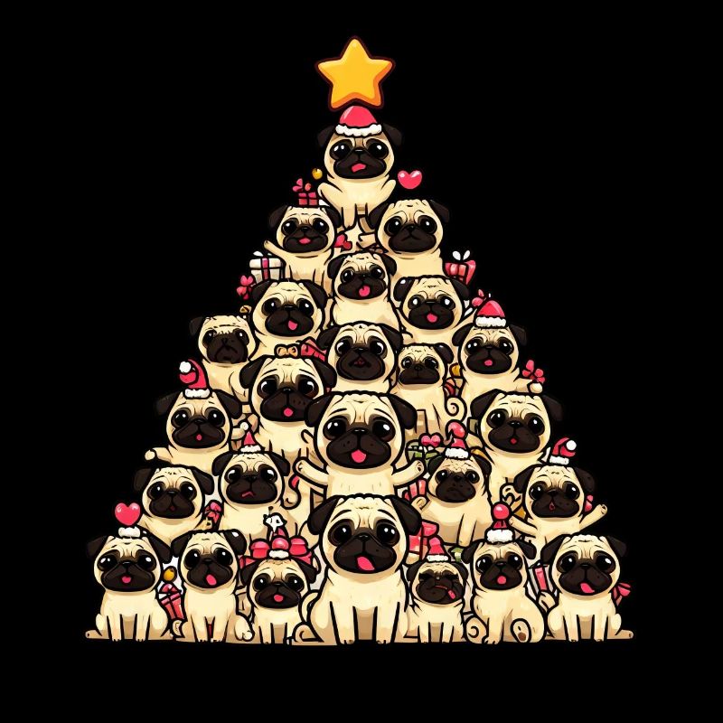 Mops-Fest: Ein Weihnachtsbaum aus Hunden