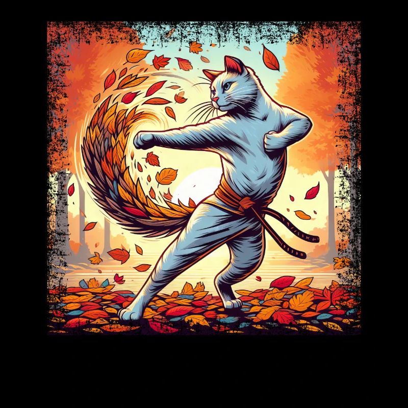 Karate-Kater im Herbstlaub
