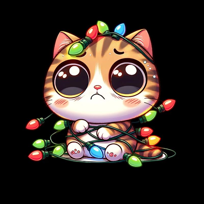 Chat de Noël mignon - maladroit dans