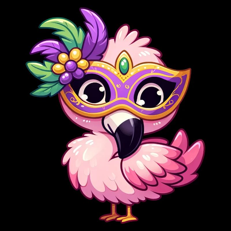 Mardi Gras Comic Flamingo