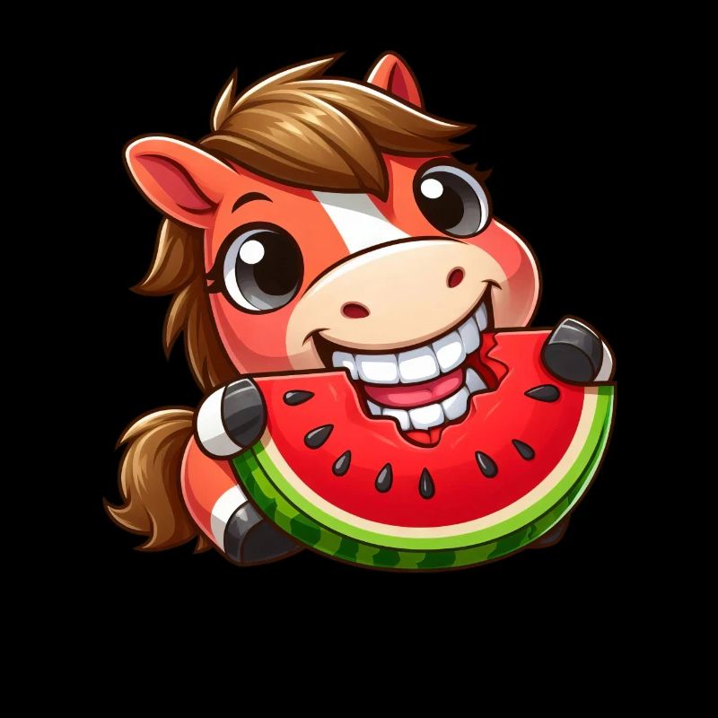 Cooles Pferd mit Wassermelone Sommer Comic