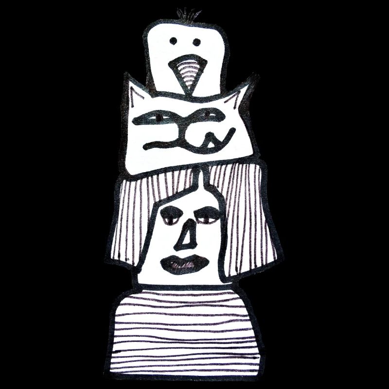 Dessin noir et blanc avec la gueule de bois oiseau