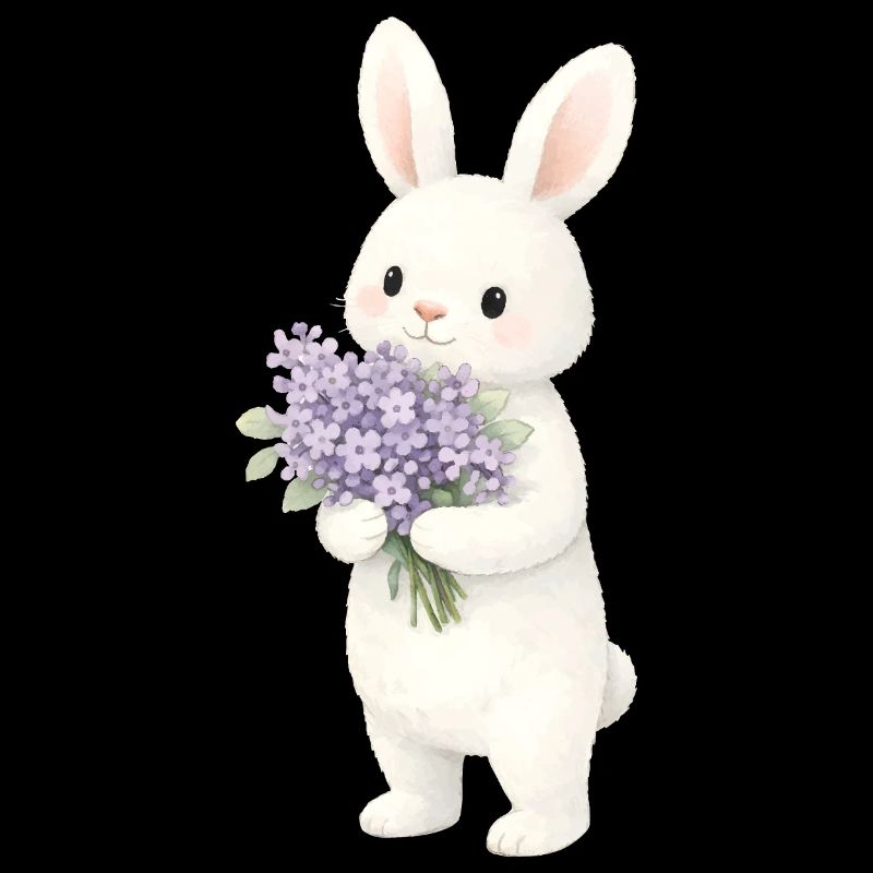 Lapin avec illustration lilas