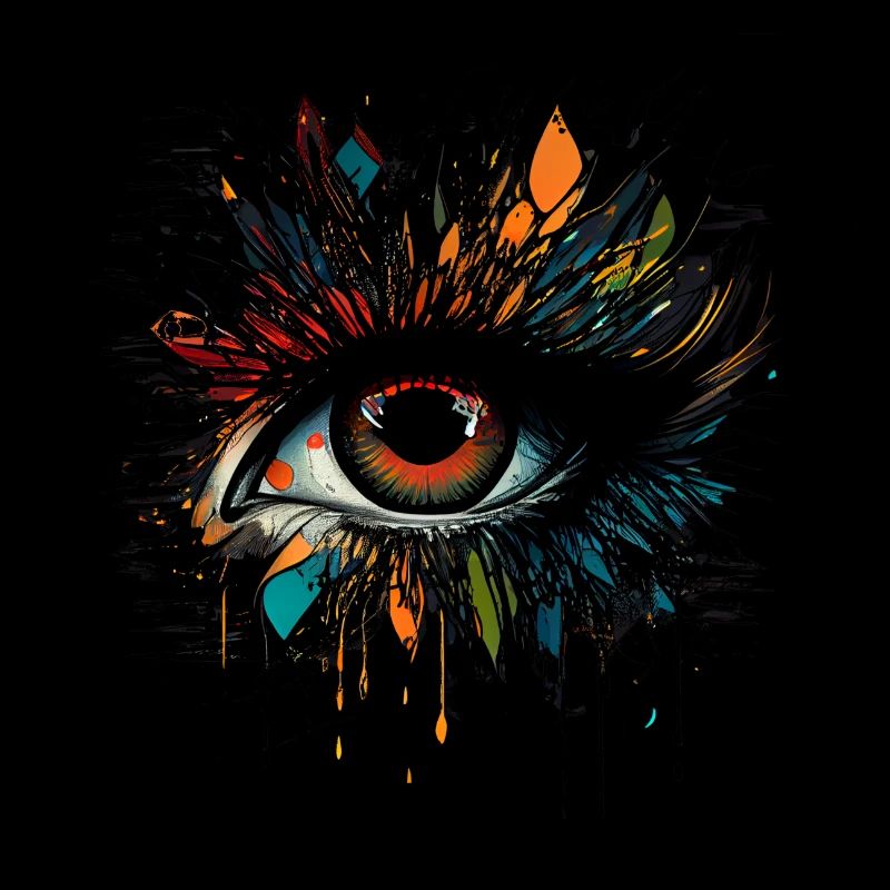 Œil psychédélique avec des détails colorés à l’aérographe