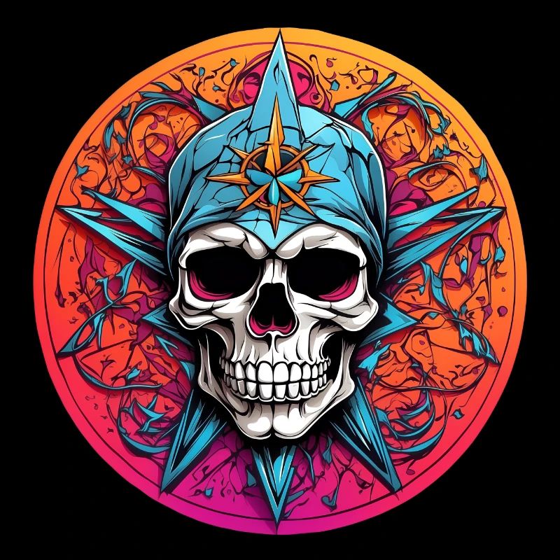 dekoratives farbenfrohes Skullmotiv im Gothic Stil