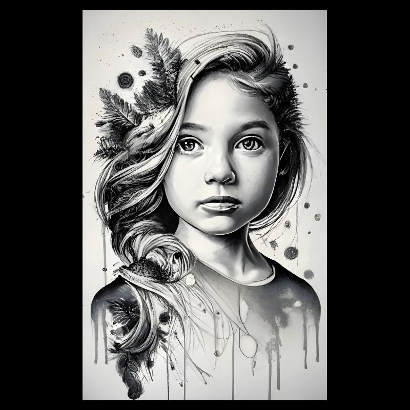 Fille en noir et blanc