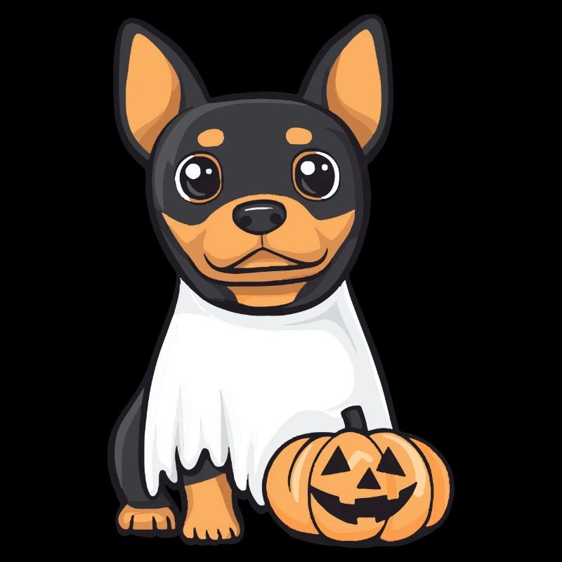 Dobermann Hund Halloween Comic Geist