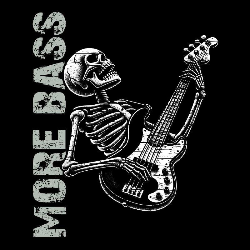 Crâne de squelette avec guitare basse et basse Saying More