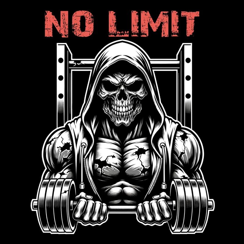Crâne de musculation No Limit Workout avec haltère