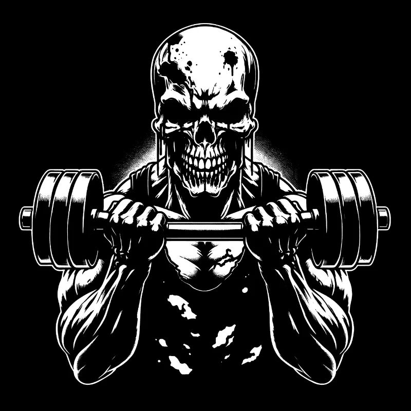 Crâne de musculation No Limit Workout avec haltère