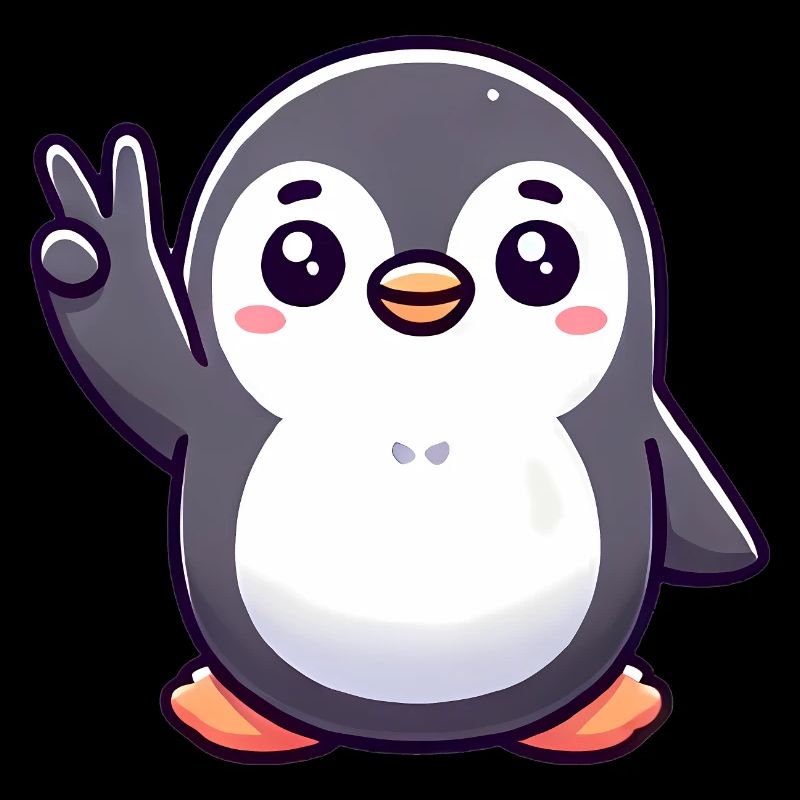 Peaceful Penguin Cartoon Illustration