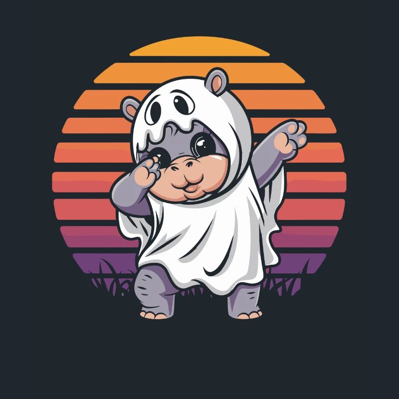 Dabbing Moo deng Dabender Fantôme Hippopotame Halloween