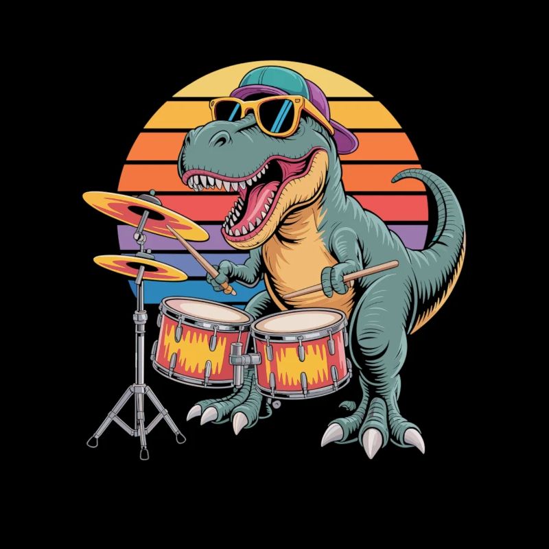 Trex spielt Schlagzeug