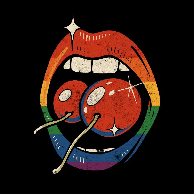 LGBTQ Mund mit Kirschen