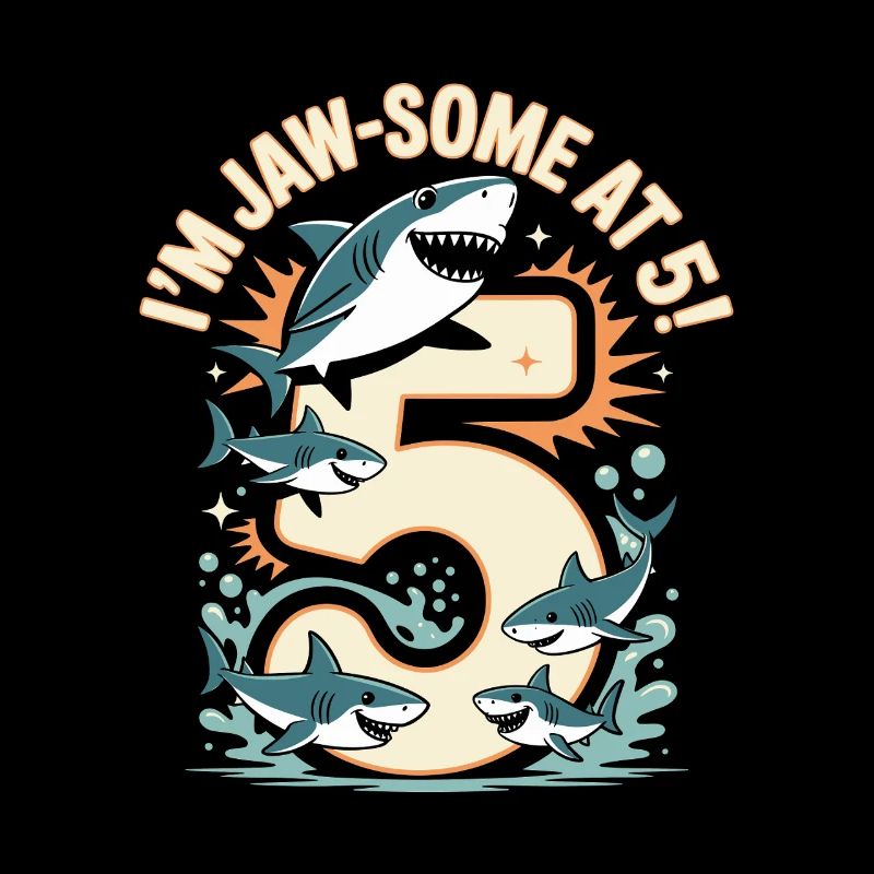 Funny Shark Shirt for 5th Birthday