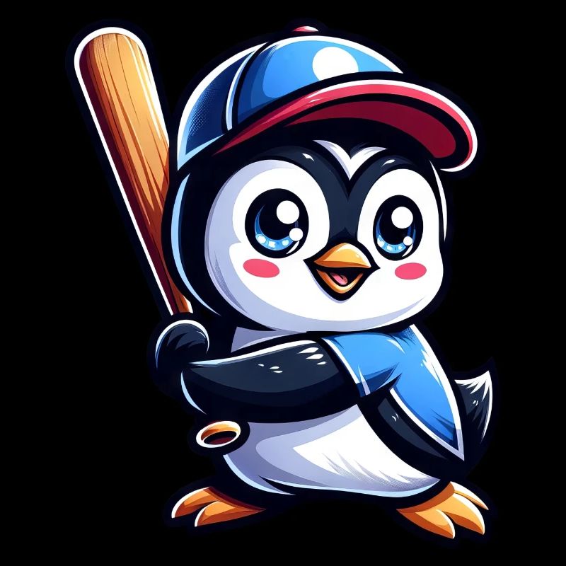 Süßer Pinguin Baseballspieler Comic