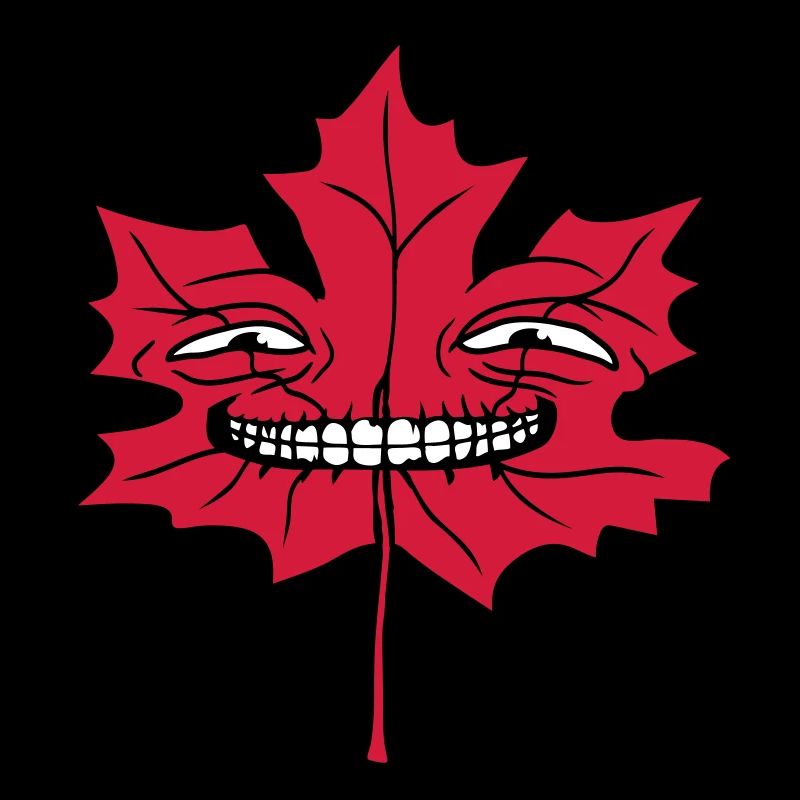 face maple leaf cool funny grin cheeky comic