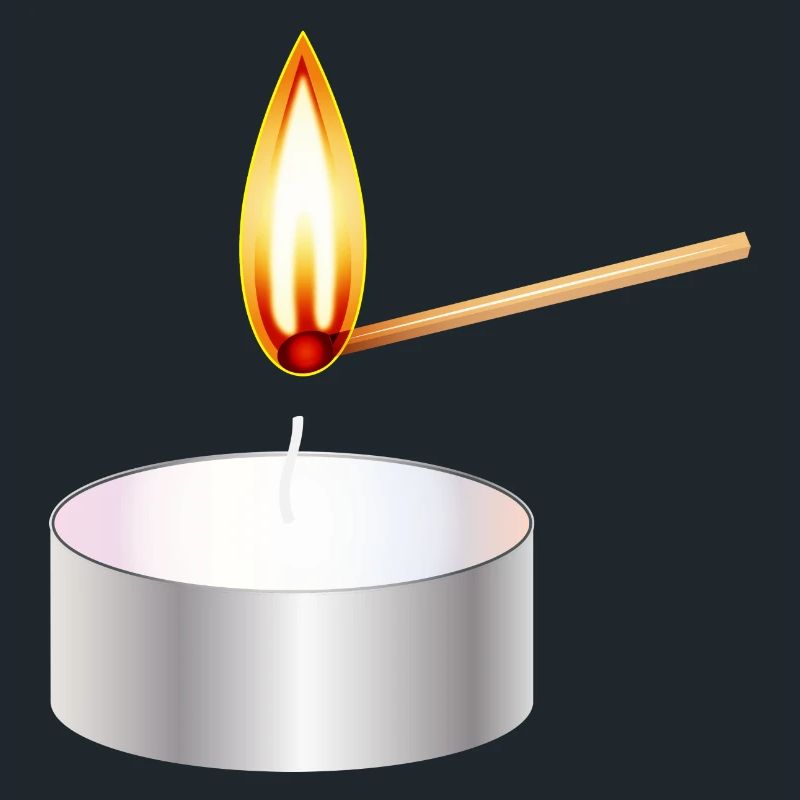light a small tea light with match