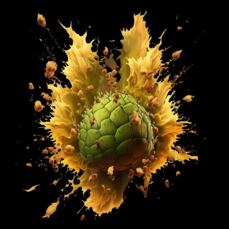 Hops fall into beer and splash