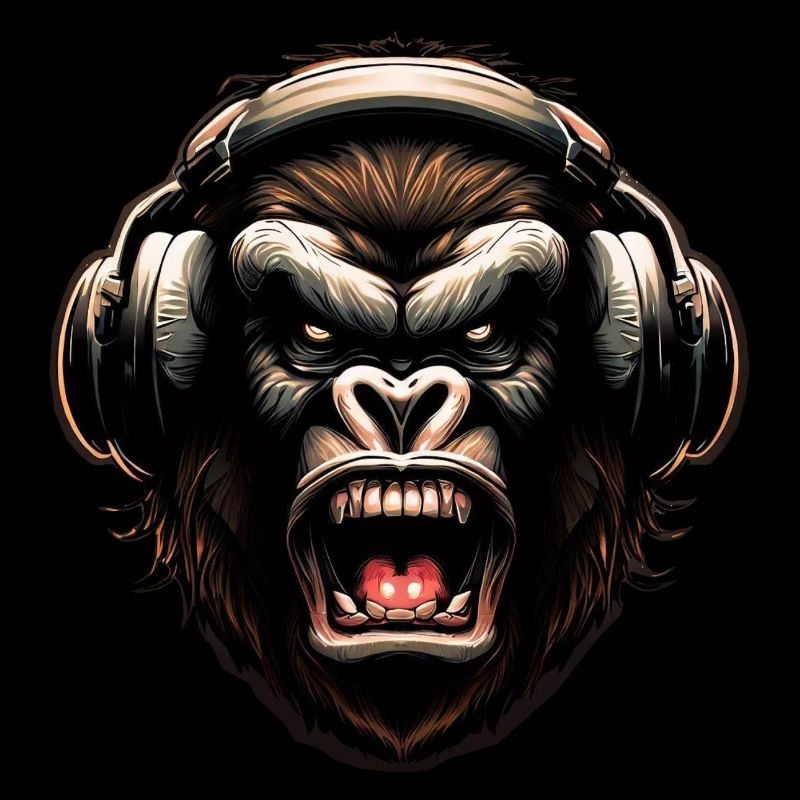 Gorilla Affe DJ mit Kopfhörern