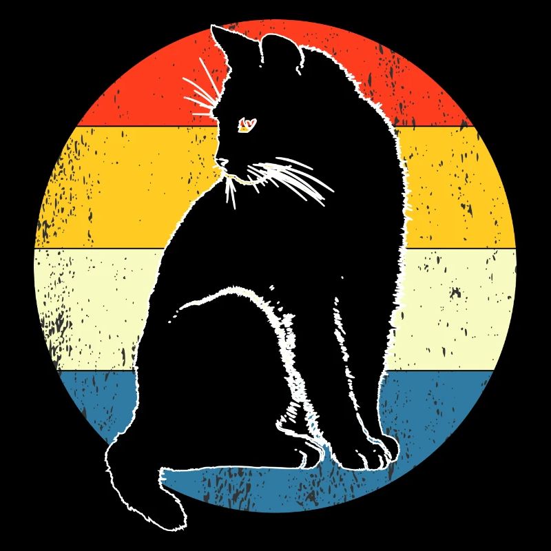 Retro Vintage Mignon Cat Sunset Design