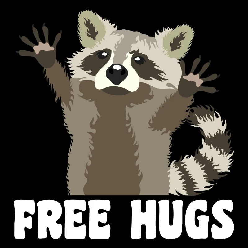 Free Hugs Waschbär Spruch