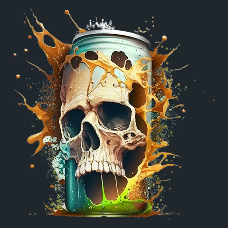 Skull explodes from beer can