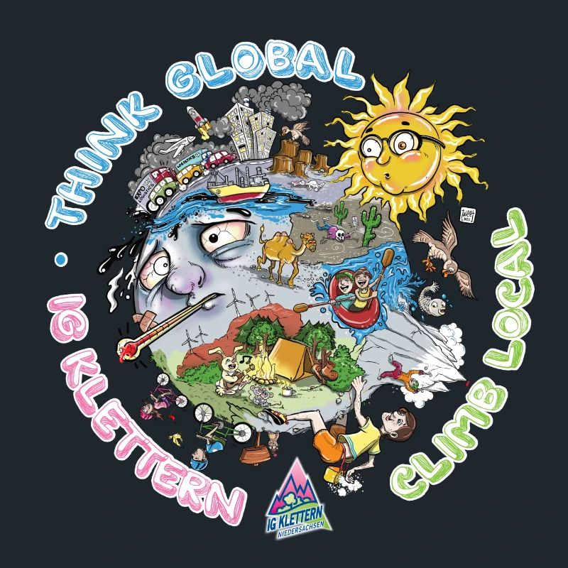 Think Global Climb Local Dunkler Hintergrund