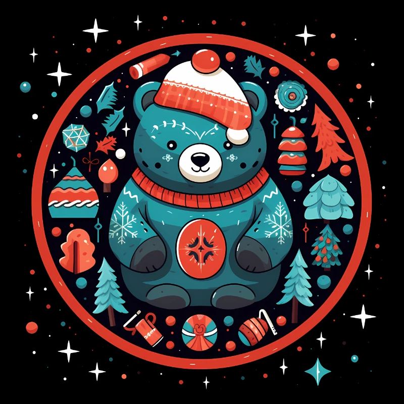 Cute Bear In Ornament, Love Bears