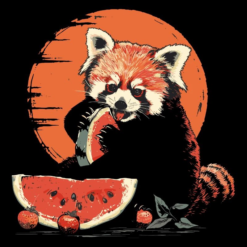 Red Panda Cat Bear Red Panda Watermelon