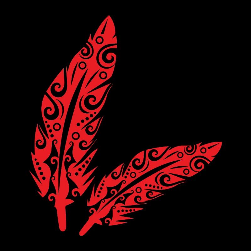 Maori Feather Feathers Red - Gift Idea