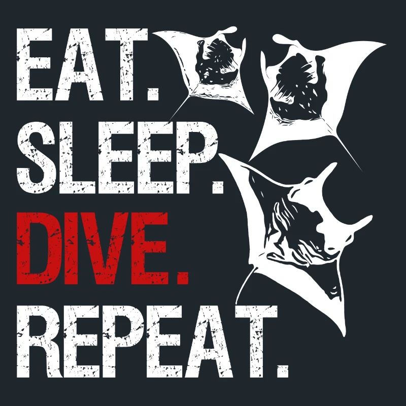 Eat Sleep Dive Repeat - Manta Schwarm