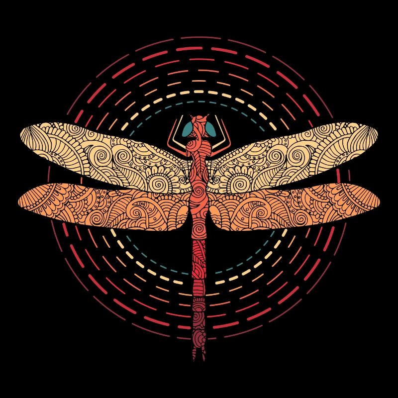 Libellules Insect Cercle Logo Vintage Retro
