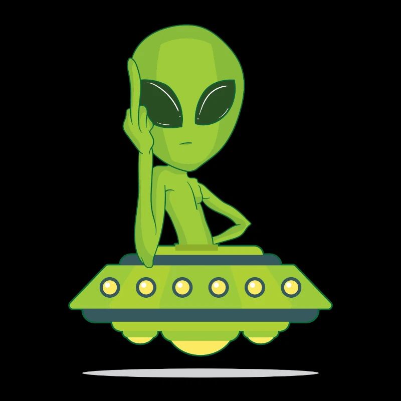 Alien avec le doigt du milieu puant vous baise