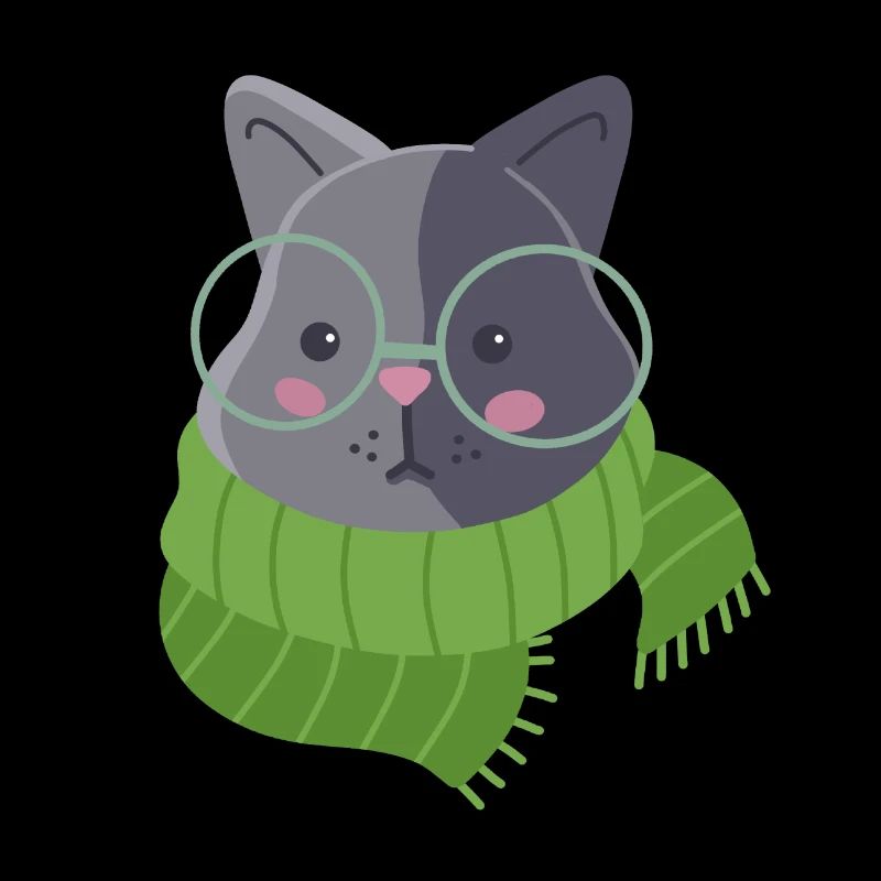 Écharpe grise mignonne de chat de chat dessiné à la main