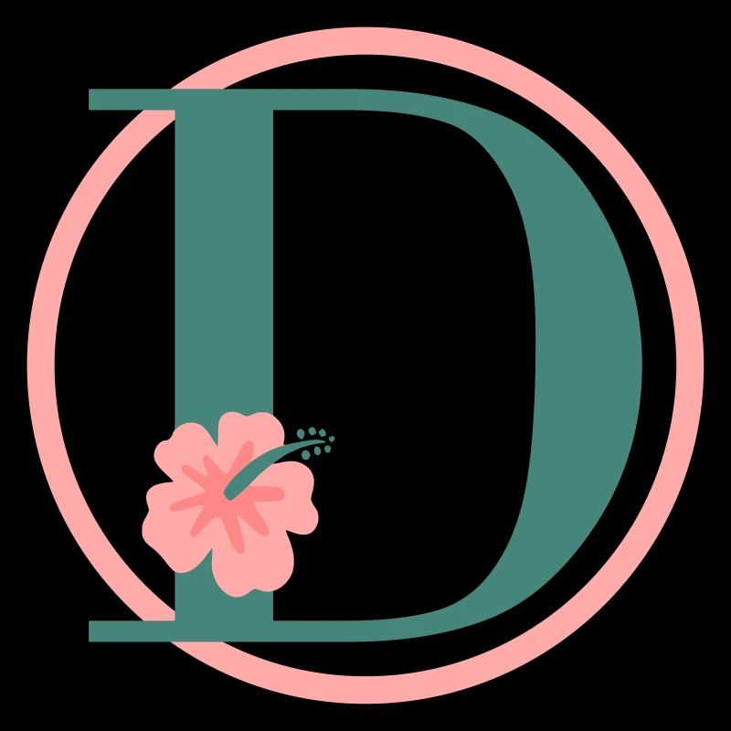 Buchstabe D Anfangsbuchstabe D Monogramm Hibiskus