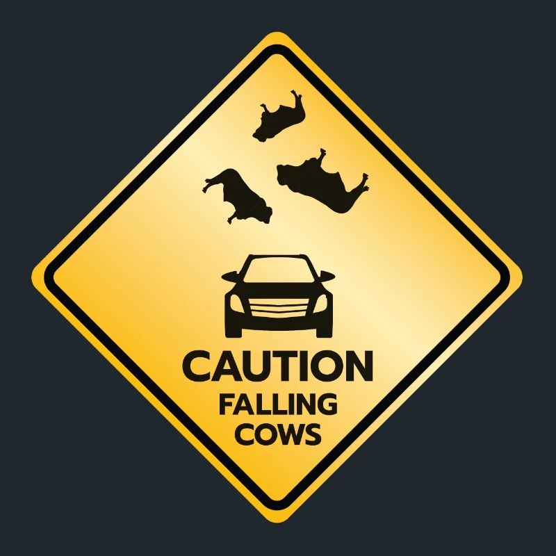 Caution Sign Falling Cows