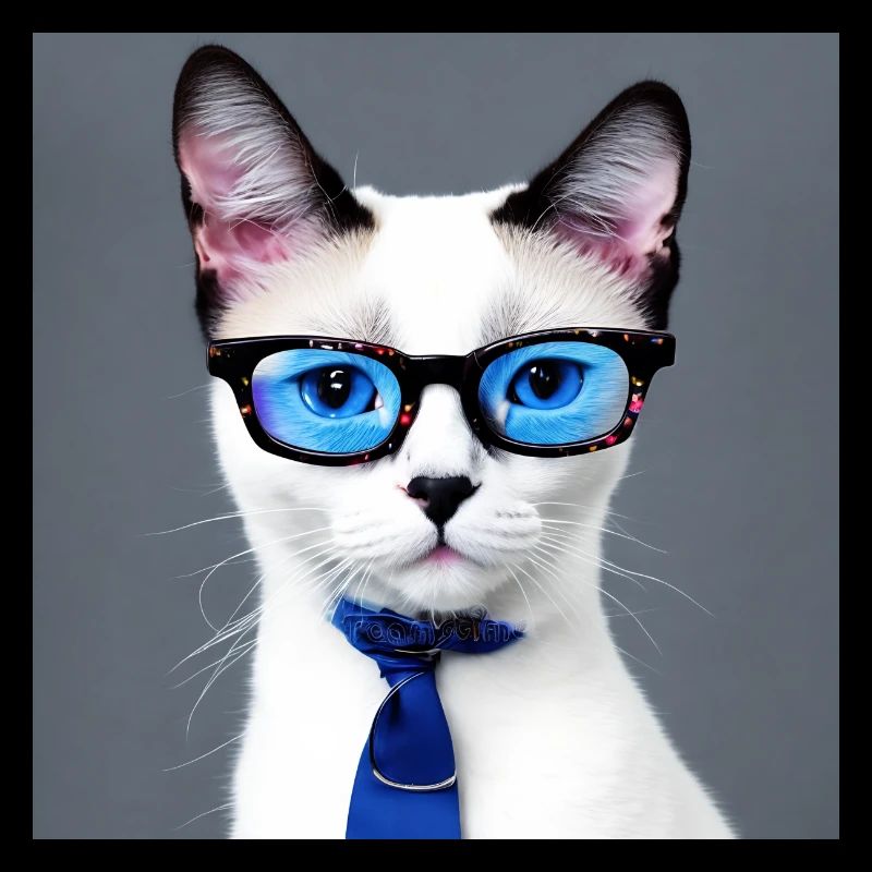 Mignon chat Tom avec des lunettes