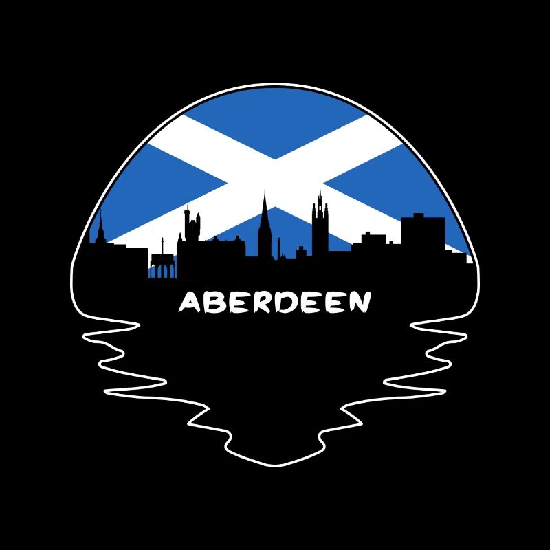 Aberdeen Ecosse Drapeau Skyline Voyage Silhouette