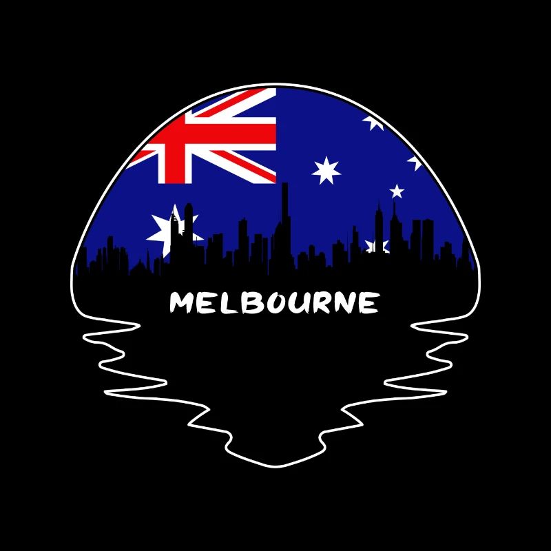Melbourne Australie Flag Skyline Silhouette Voyage