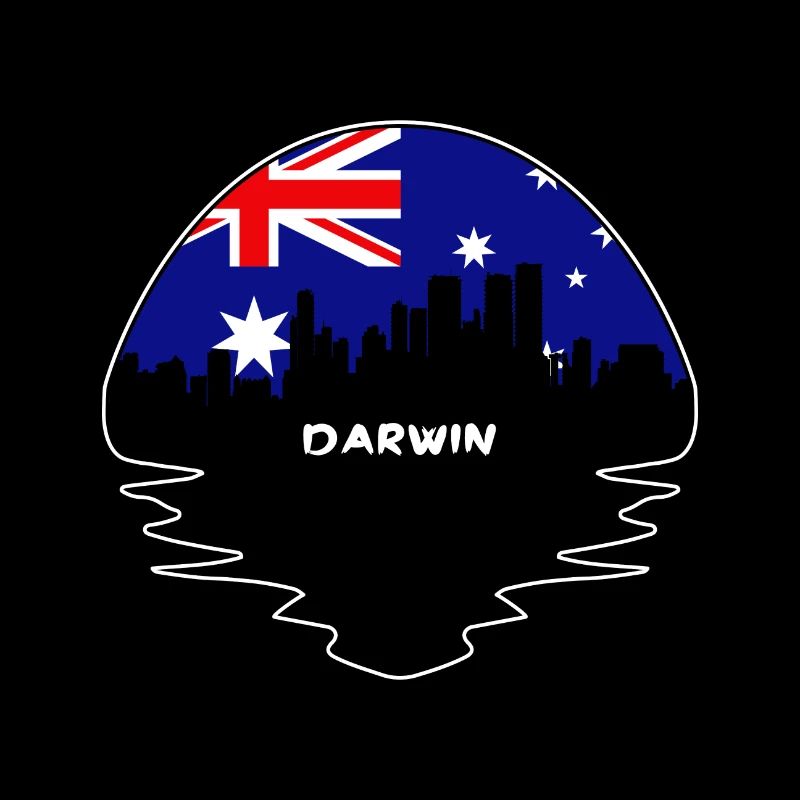 Darwin Australia Flag Skyline Silhouette Travel