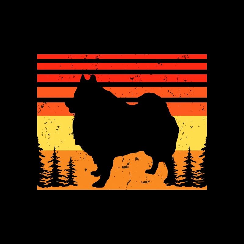 German Spitz Dog Lover Silhouette Vintage Sunset