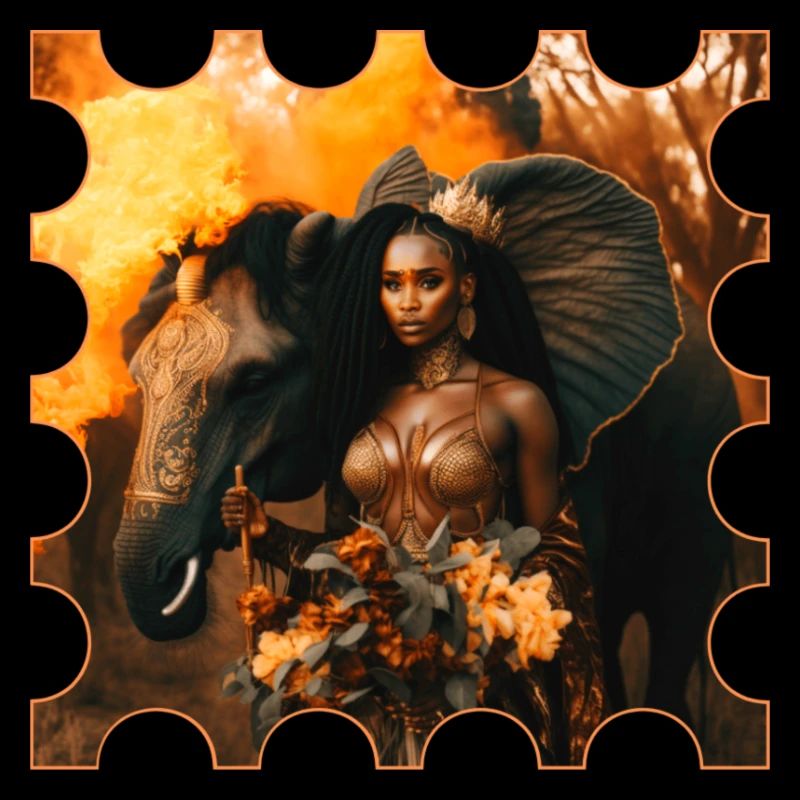 Frau mit Elefant Design