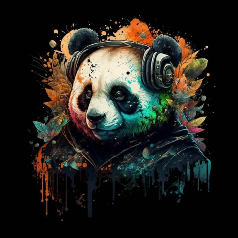 Panda im Einklang mit der Musik